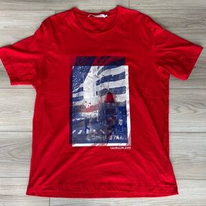 Calvin Klein Jeans Red and Blue Graphic Tee